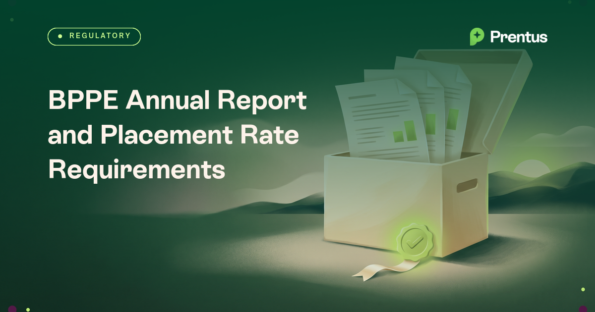 A California career school administrator preparing placement records for an annual report