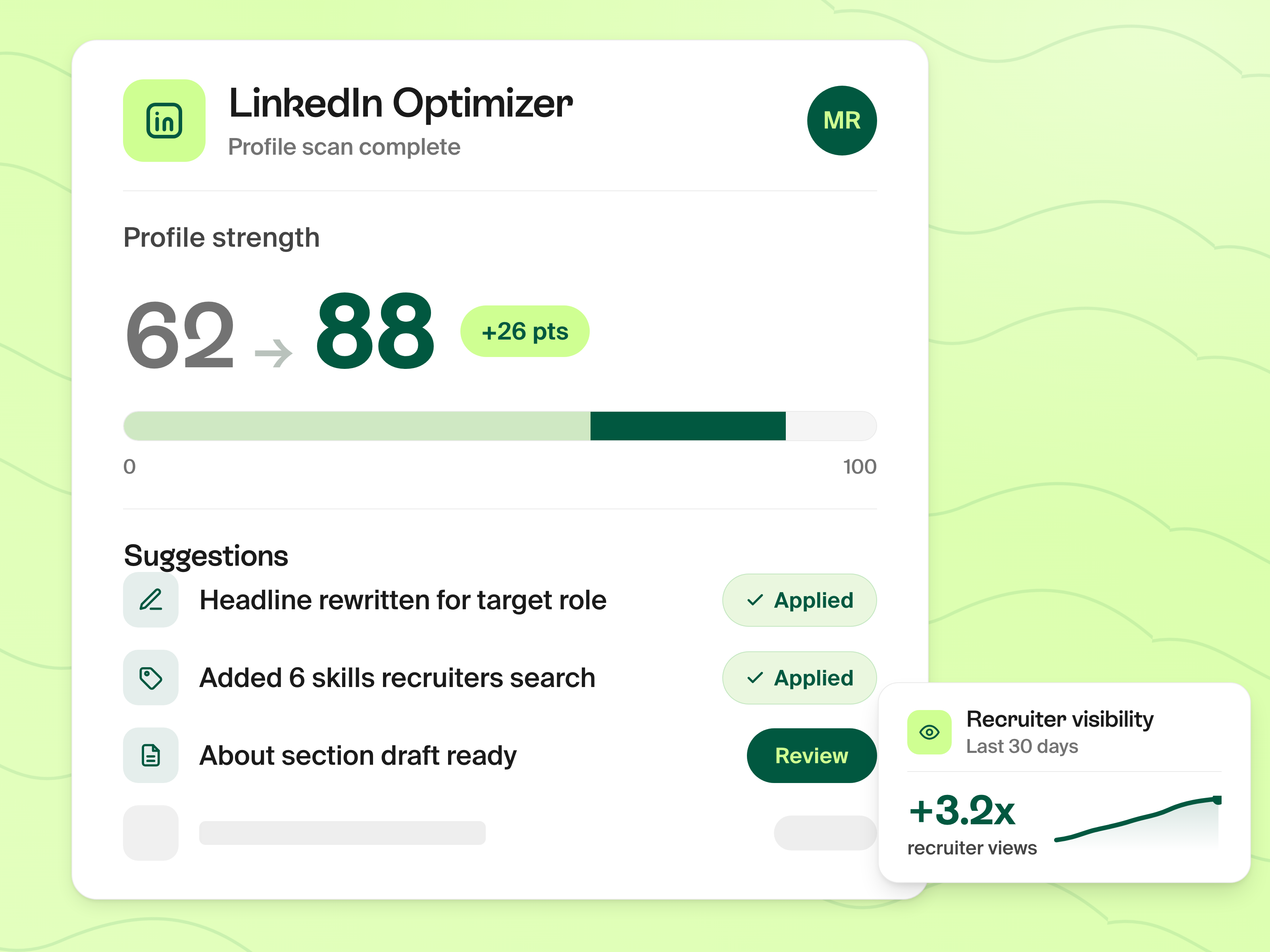 LinkedIn Builder step-by-step flow and profile analyzer