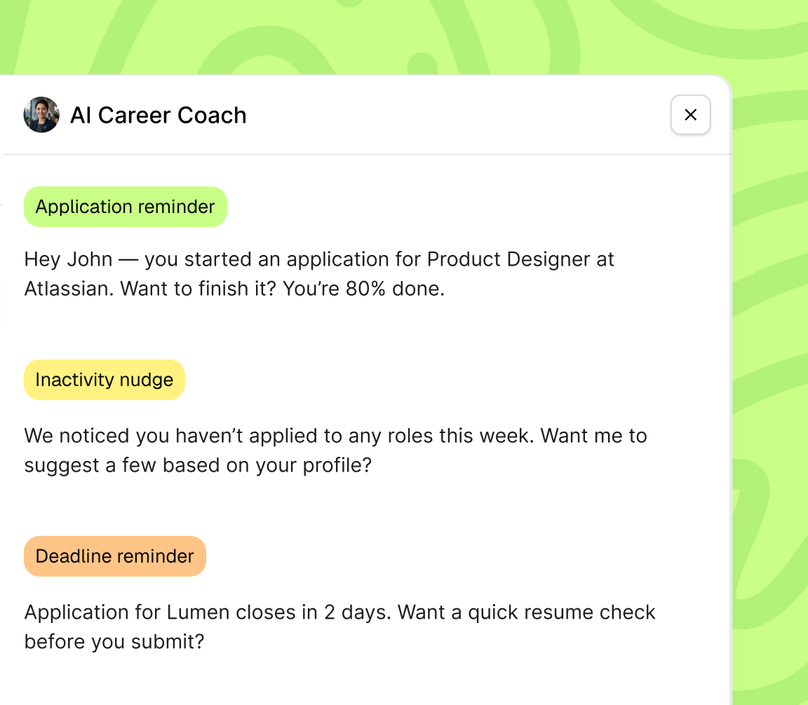 AI career advisor providing 24/7 resume reviews and mock interviews for online students